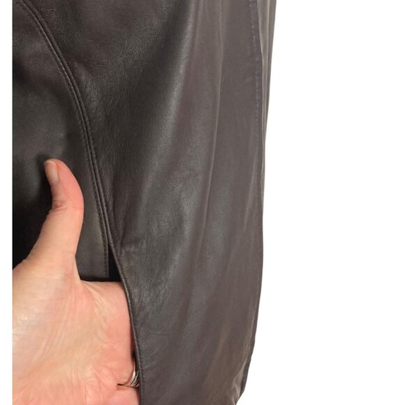 Lord & Taylor Womens Brown Leather Biker Jacket Medium Zip Front Classic Neutral - Picture 4 of 12